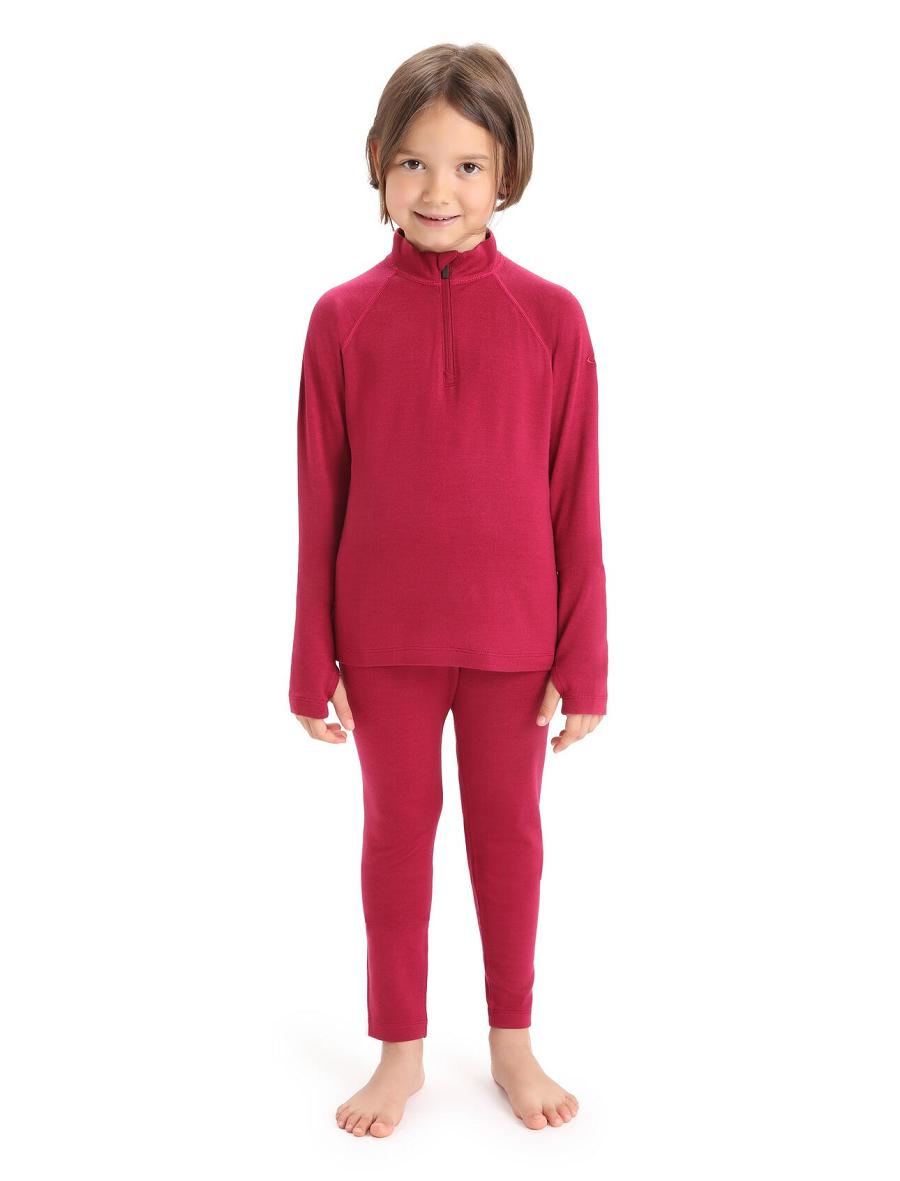 Cherry Icebreaker Merino 260 Tech Half Zip Thermal Top Kids' Long Sleeve | AU 1939SGLO